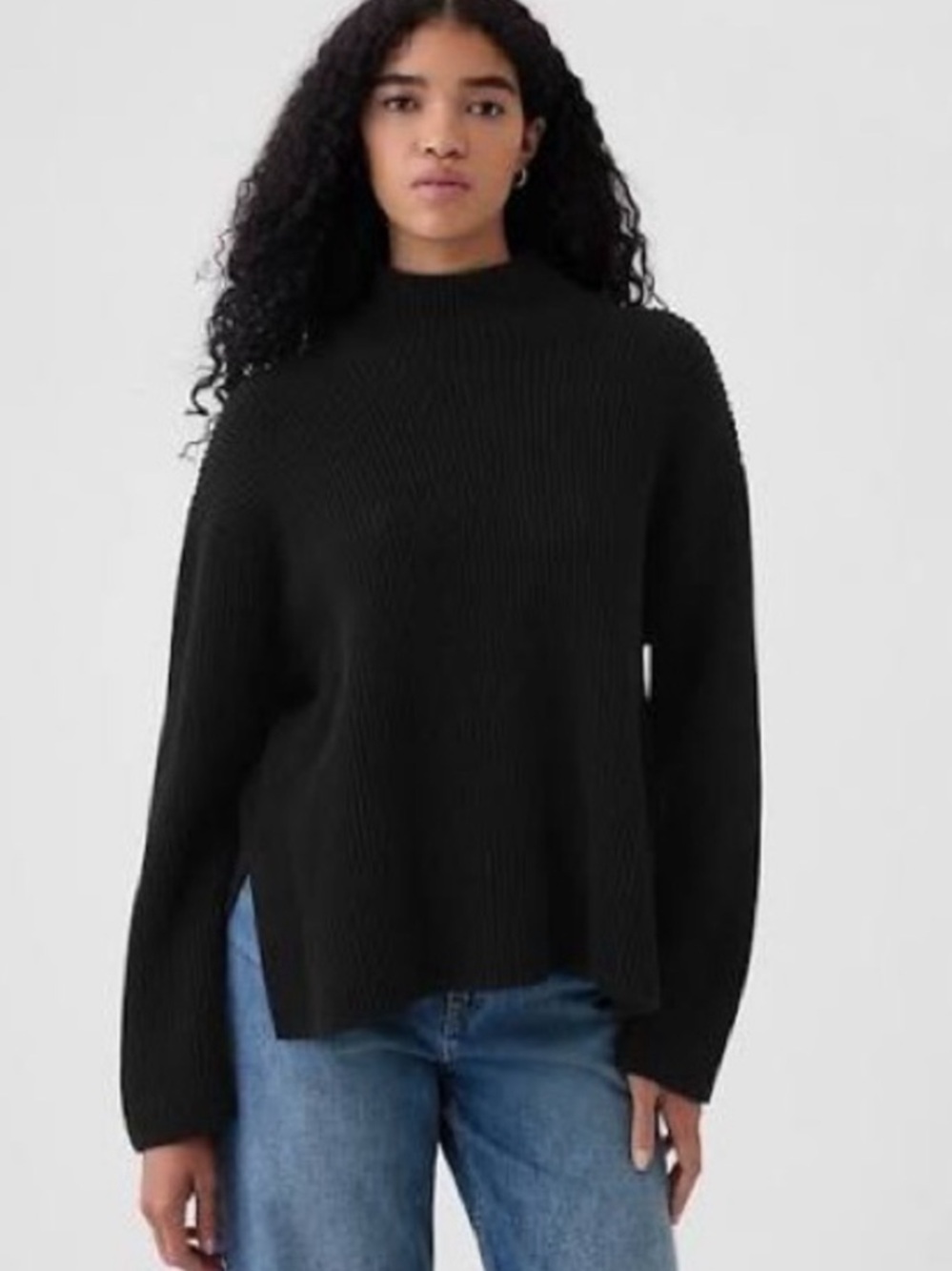 NWT! GAP Internet, famous 100% cotton split hem mock neck sweater size Small T